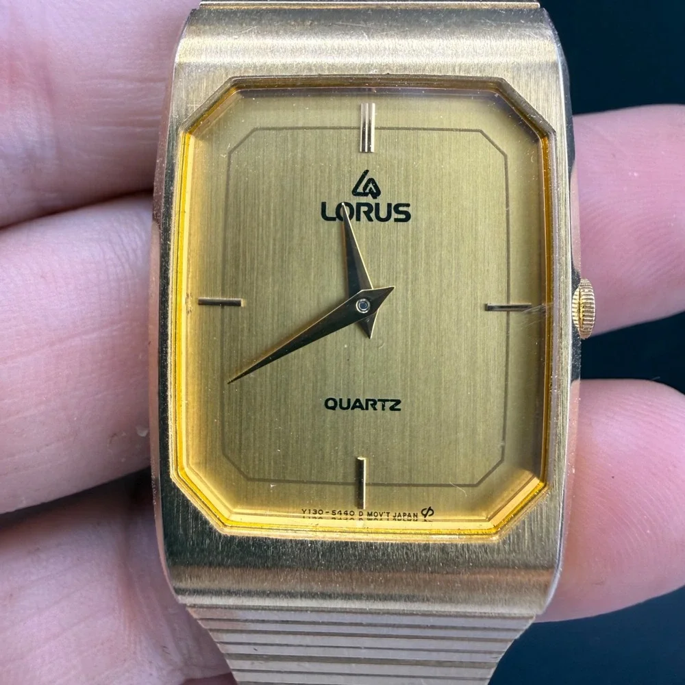 Vintage Lorus Mens Watch Gold Tone Untested 7”
